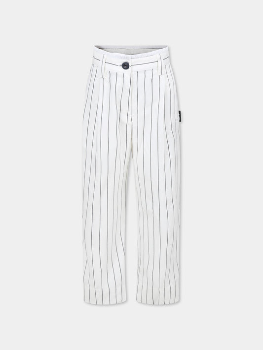 Pantaloni bianchi per bambina con logo,Dkny,D62281 N50