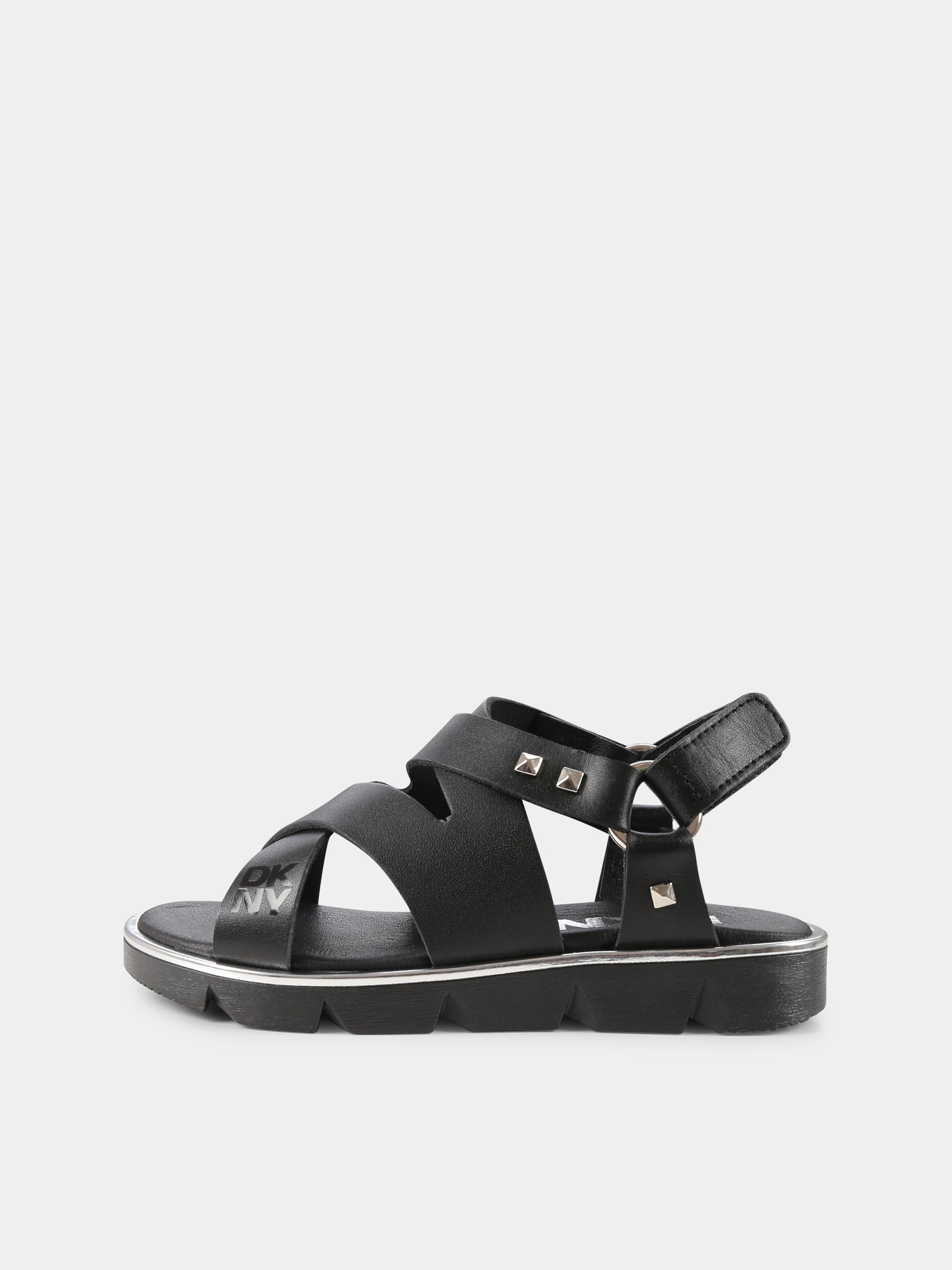 Sandali neri per bambina con borchie,Dkny,D62090 09B
