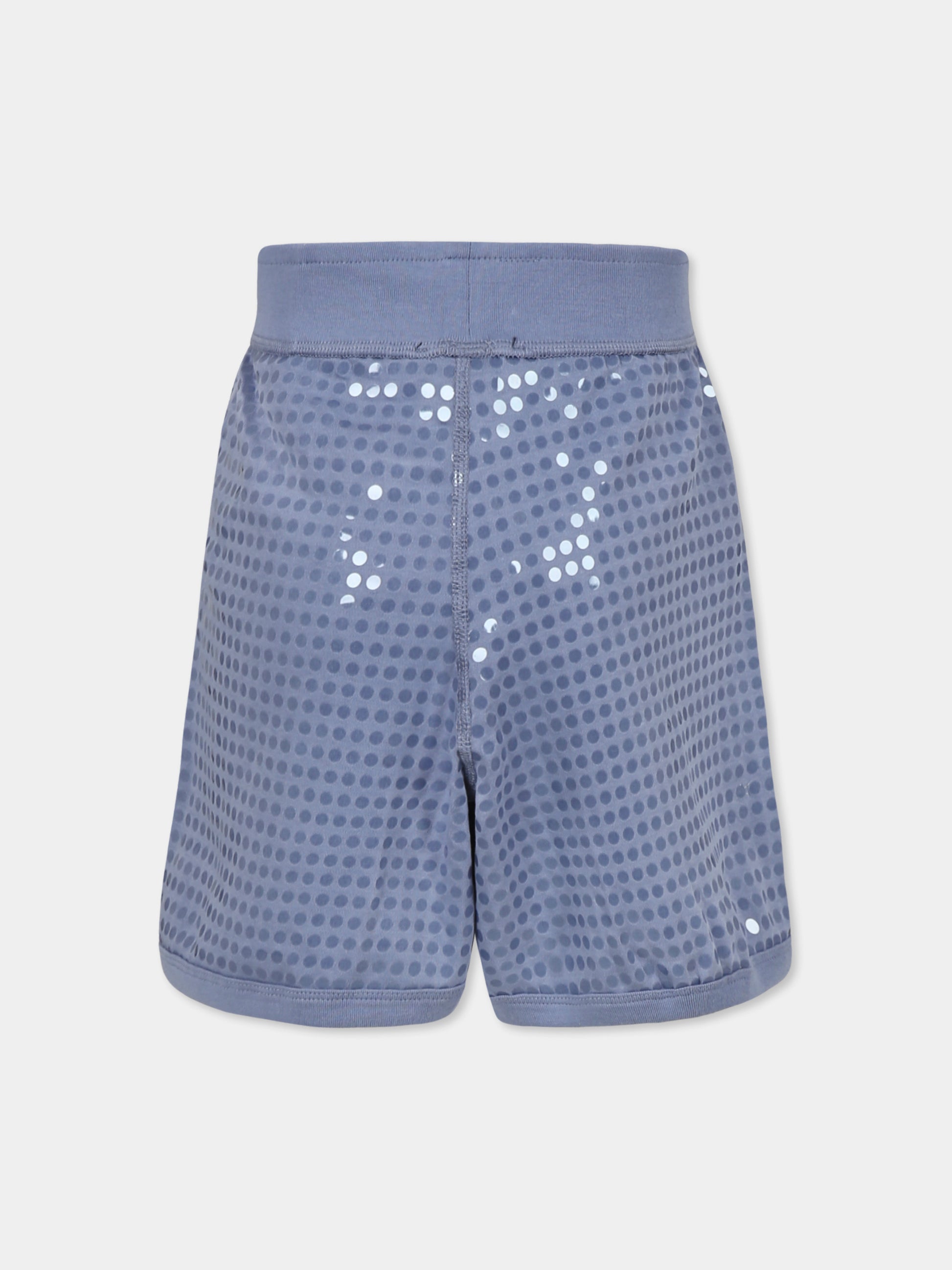 Shorts celesti per bambina con paillettes e logo,Dkny,D62271 896