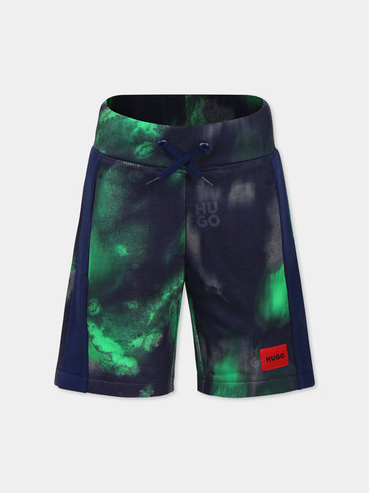 Shorts blu per bambino con logo,Hugo,G00422 V96