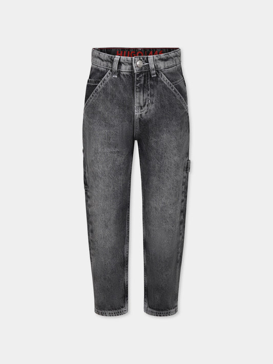 Jeans 446 grigi per bambino con logo,Hugo,G00383 Z21