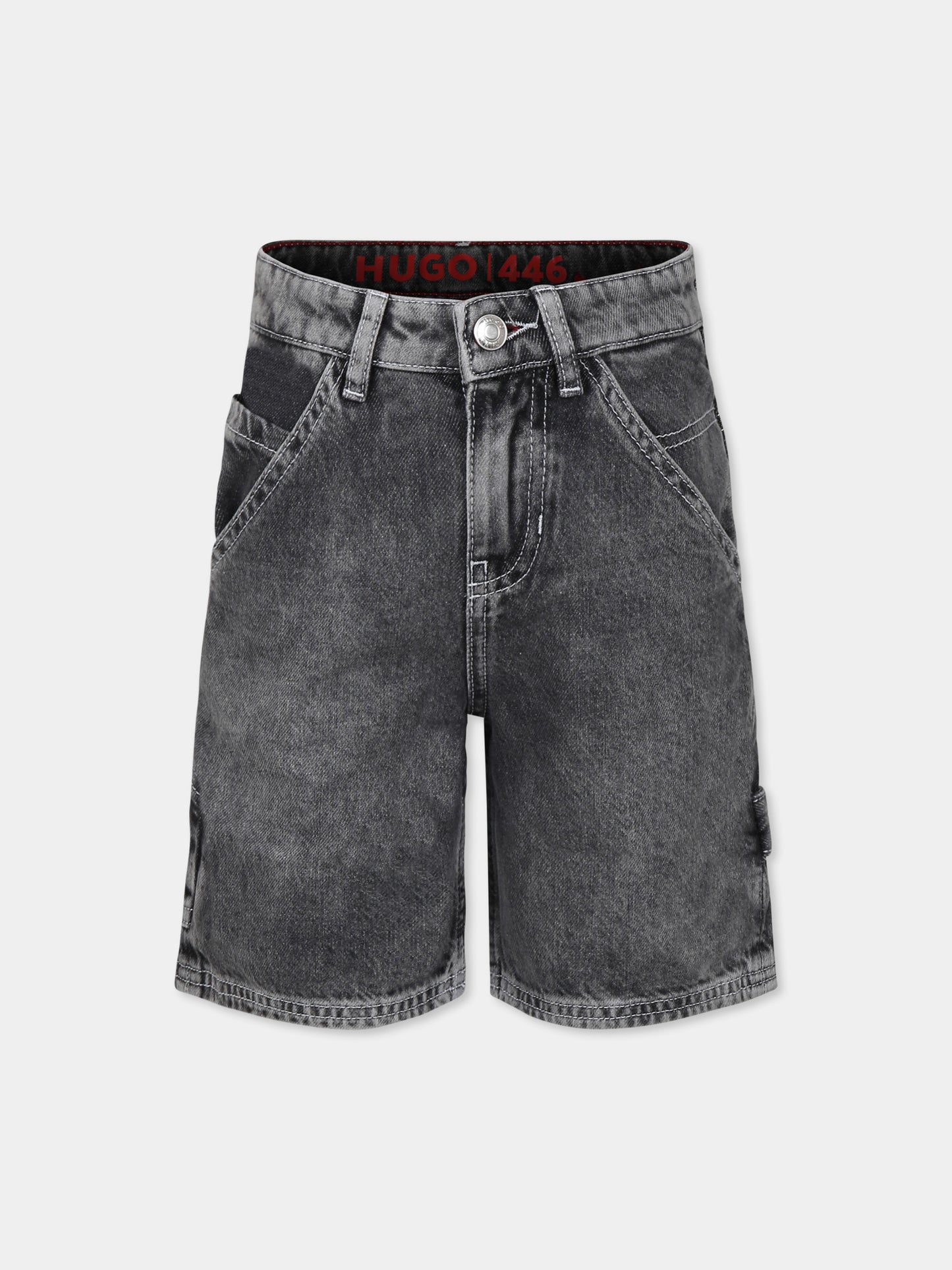 Shorts 446 grigi per bambino con logo,Hugo,G00376 Z21