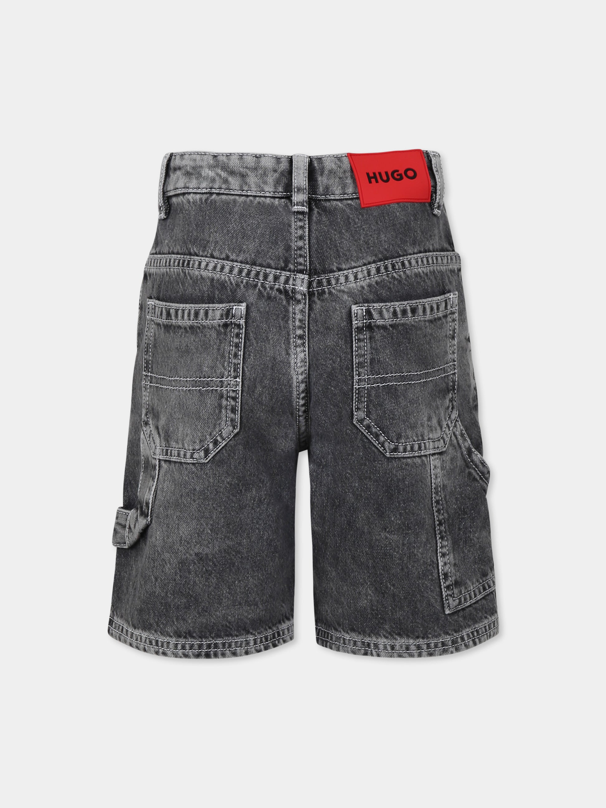 Shorts 446 grigi per bambino con logo,Hugo,G00376 Z21