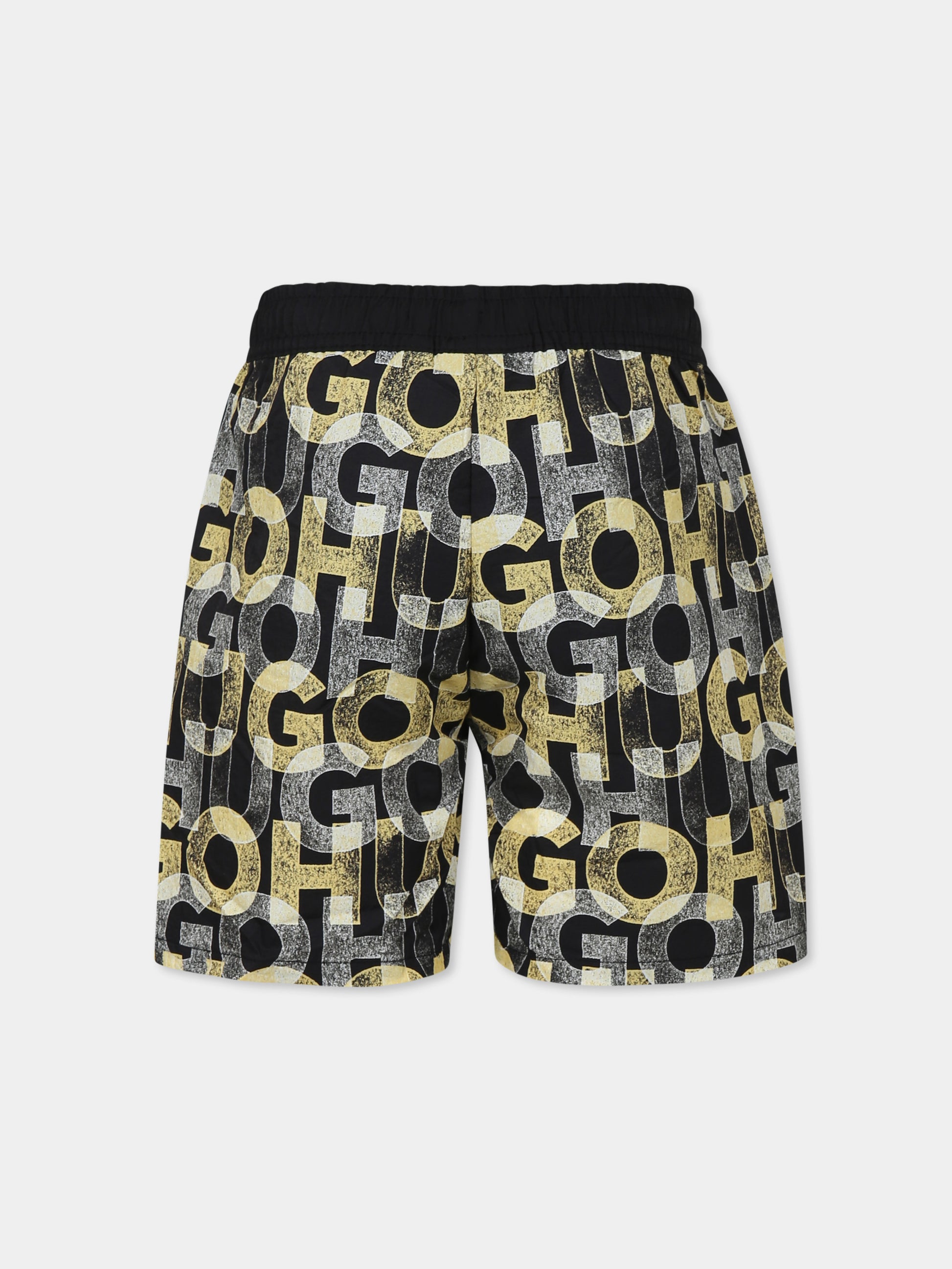 Boxer mare nero per bambino con logo all over,Hugo,G00330 M55