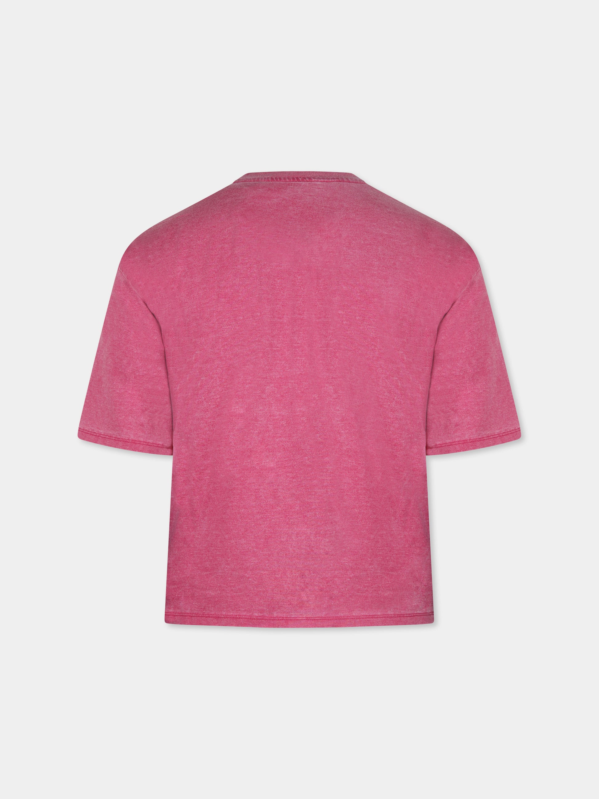 T-shirt fucsia per bambina con scritta,Zadig & Voltaire Kids,X60318 481