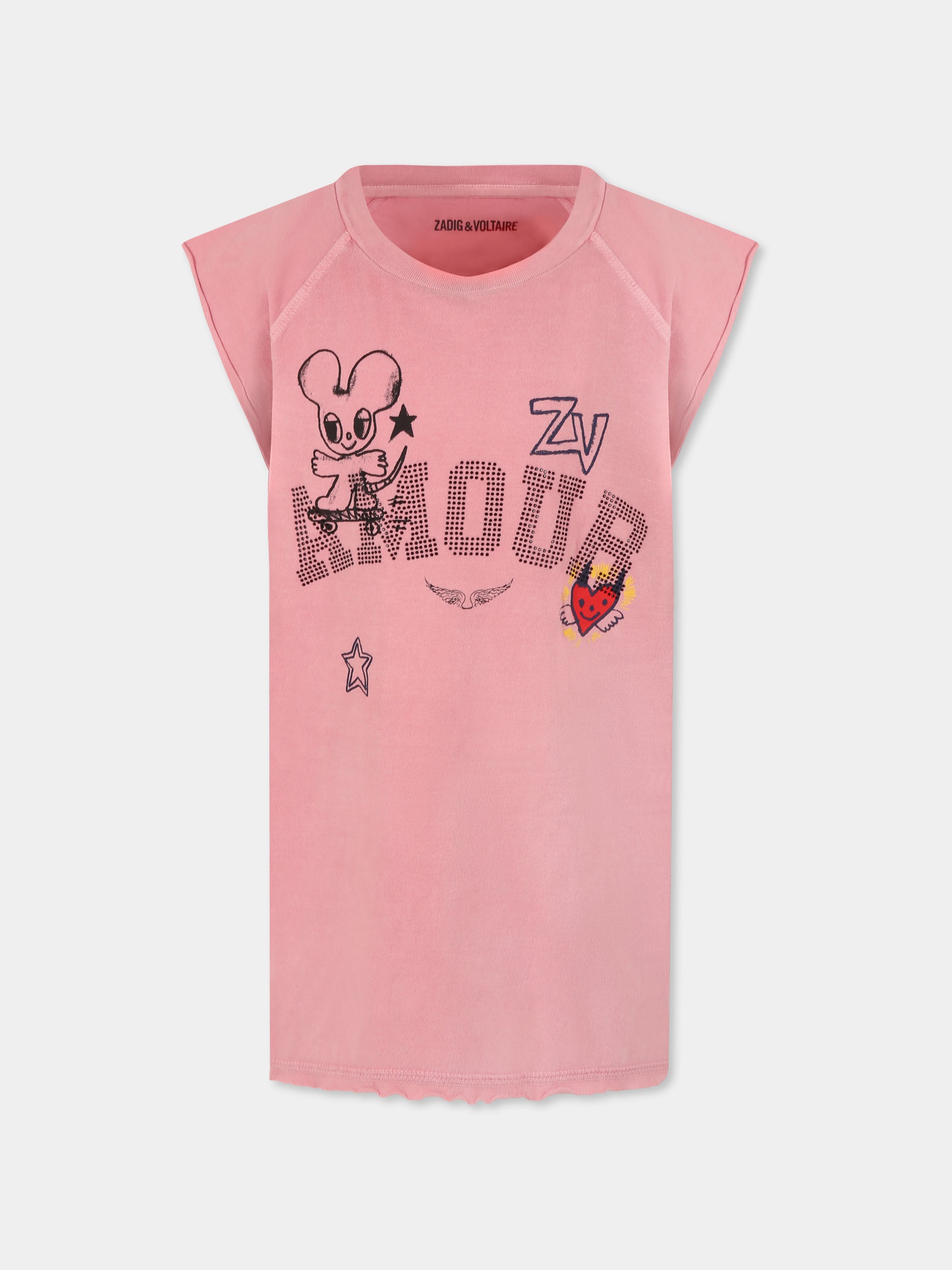 Canotta rosa per bambina con scritta  Amour ,Zadig & Voltaire Kids,X60315 44N