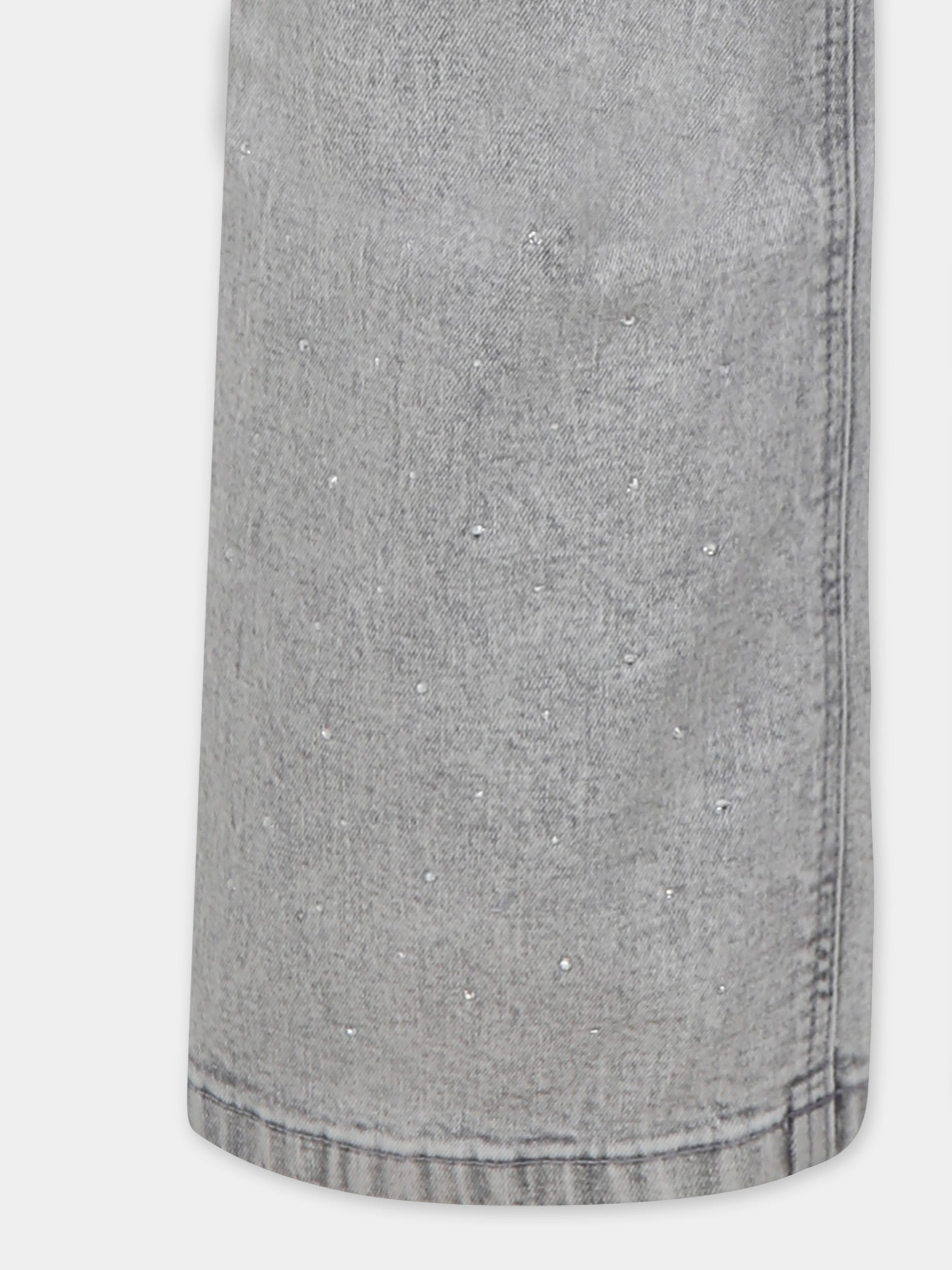 Jeans grigi per bambina con strass,Zadig & Voltaire Kids,X60354 Z20