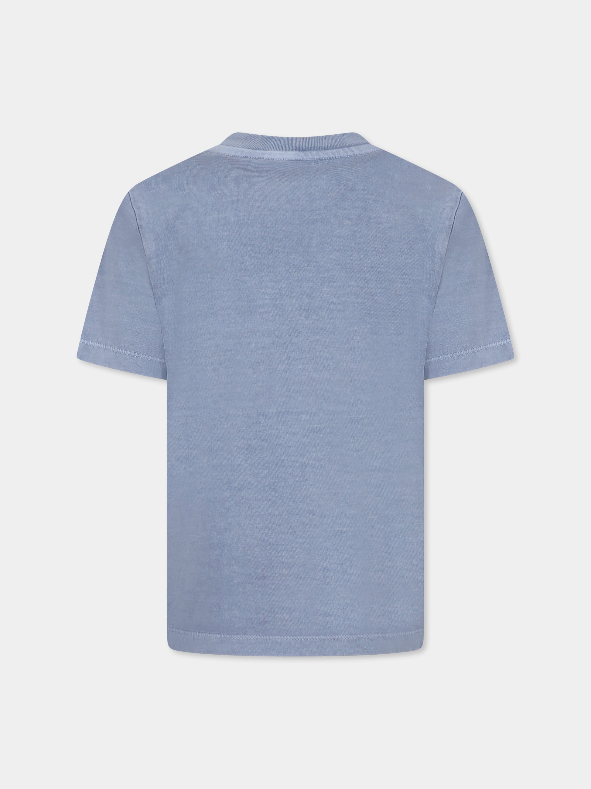 T-shirt celeste per bambino con logo,Zadig & Voltaire Kids,X60372 896