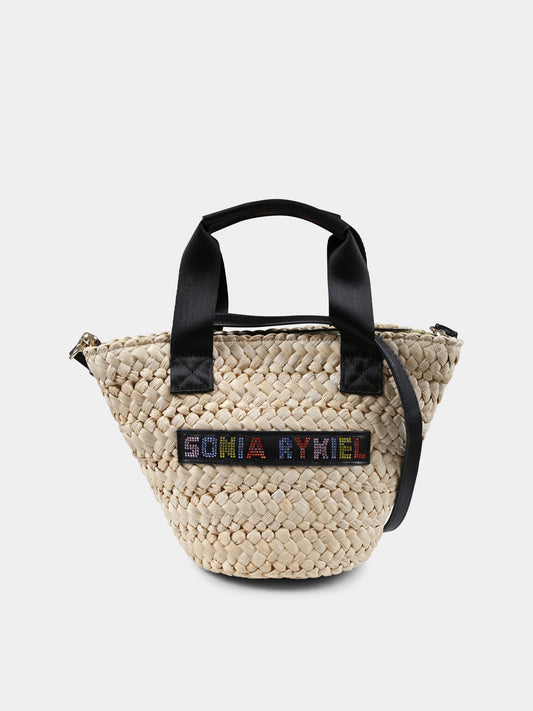 Borsa beige per bambina con logo,Sonia Rykiel Paris,A00315 Z40