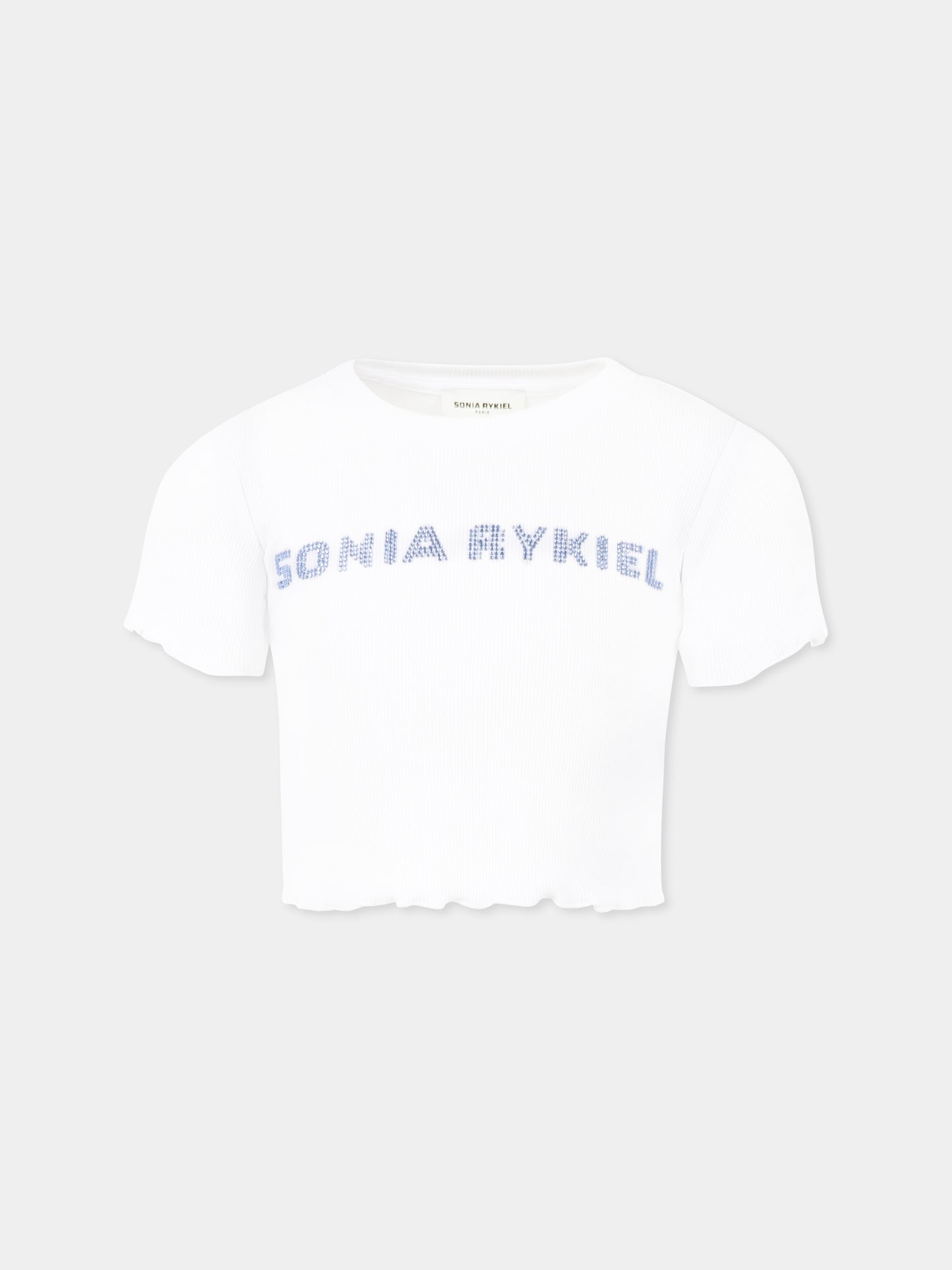 T-shirt bianca per bambina con logo,Sonia Rykiel Paris,A00300 10P