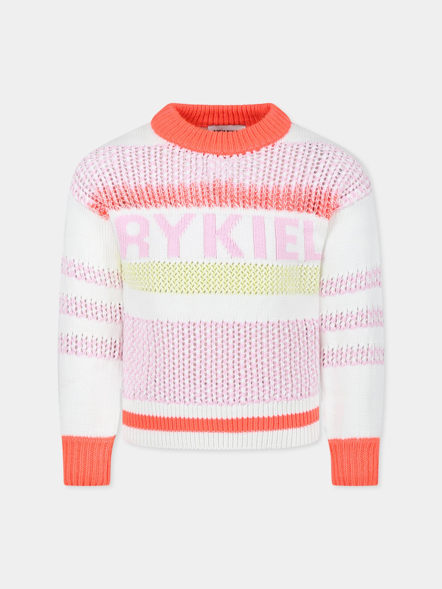 Maglione avorio per bambina con logo,Sonia Rykiel Paris,A00291 Z41