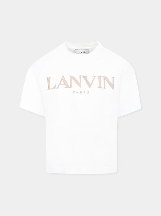White t-shirt for boy with logo