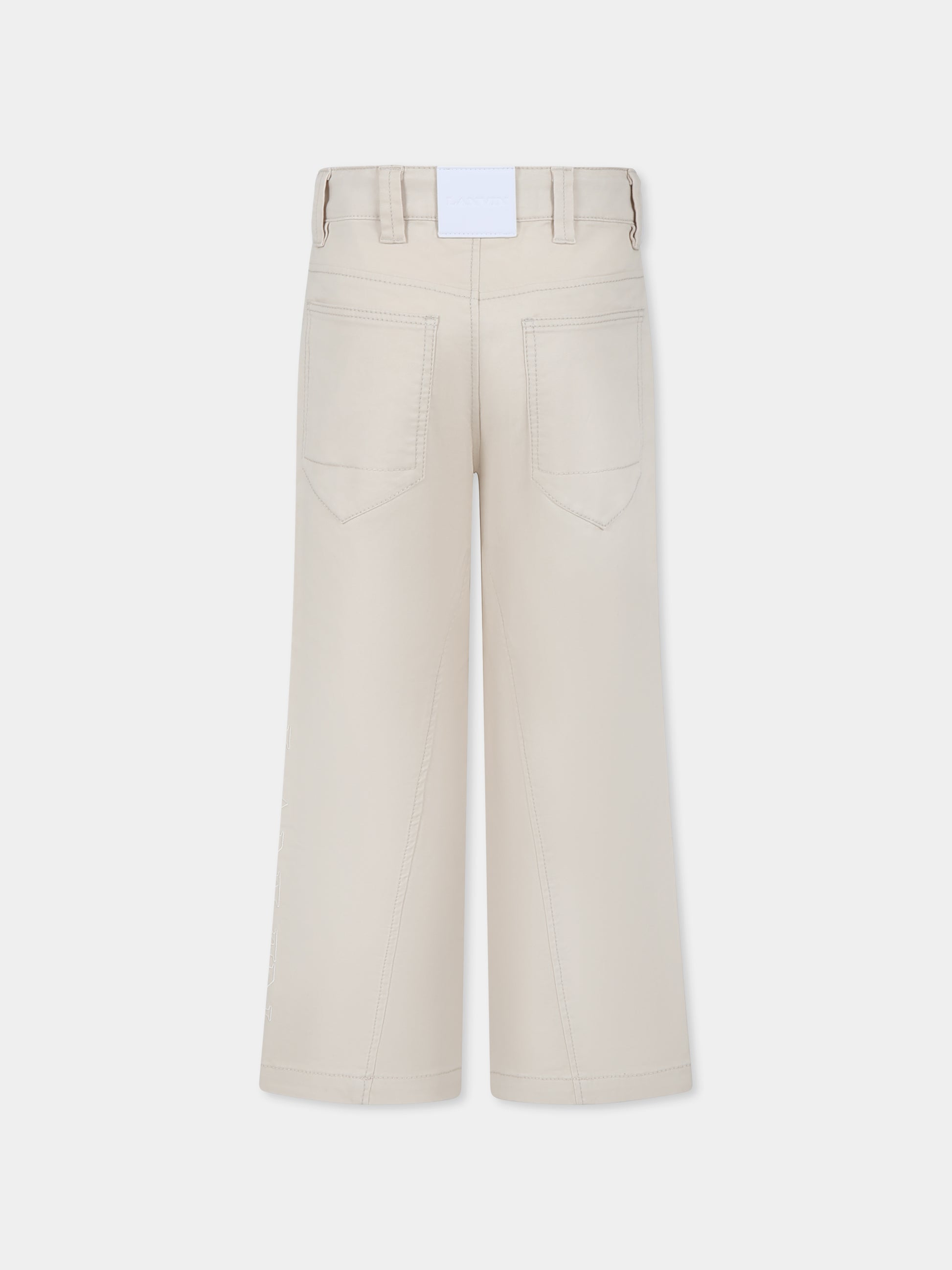 Pantaloni avorio per bambino con logo,Lanvin Petite,N30238 184