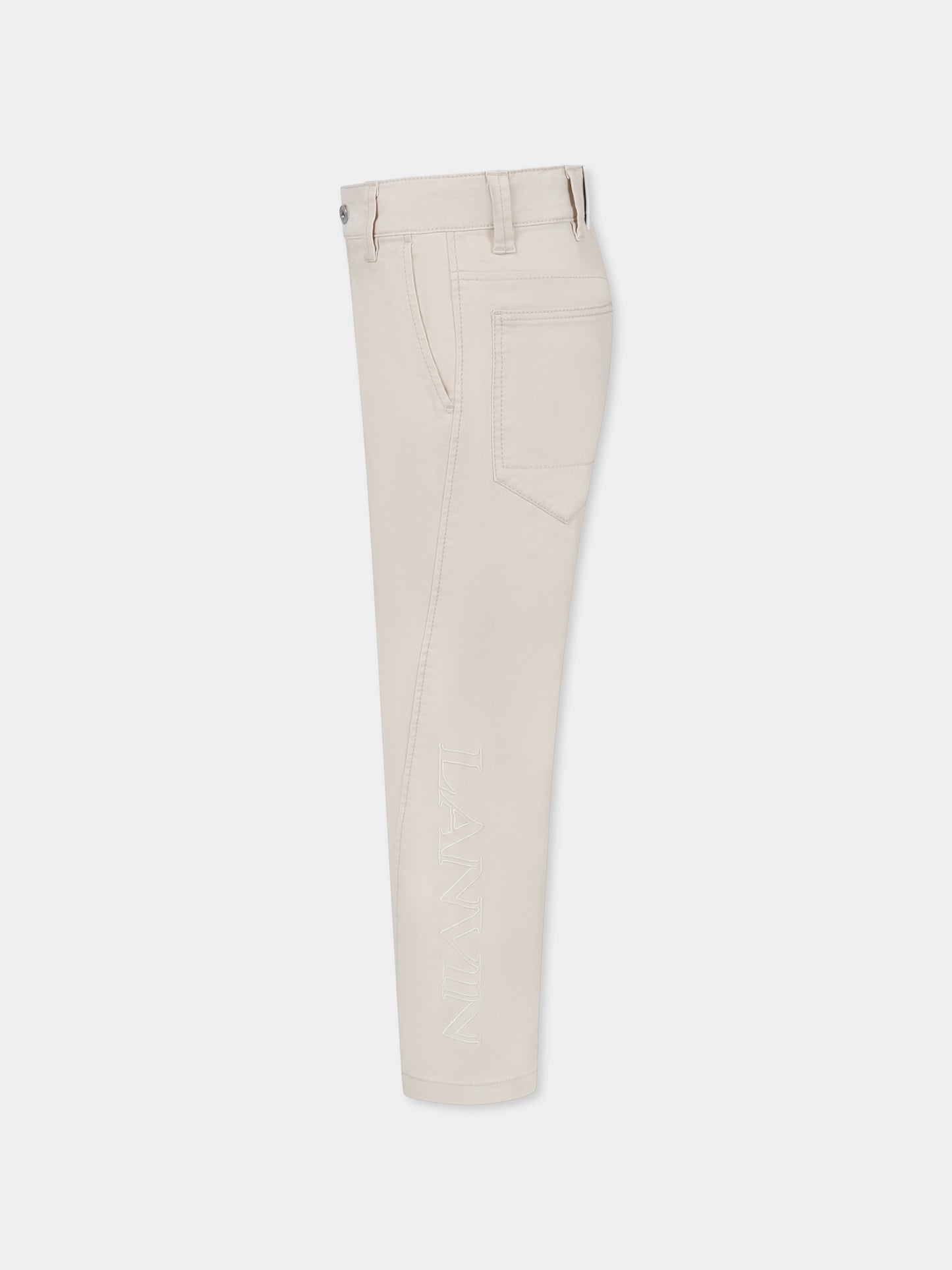 Pantaloni avorio per bambino con logo,Lanvin Petite,N30238 184