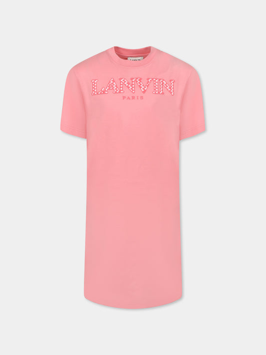 Vestito rosa per bambina con logo,Lanvin Petite,N30191 49C