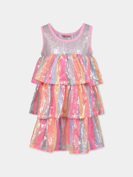 Vestito multicolor per bambina con paillettes,Billieblush,U20968 462