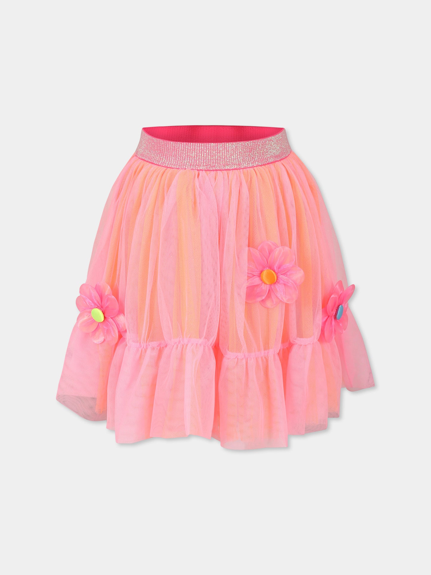 Gonna arancione per bambina con fiori,Billieblush,U20862 462