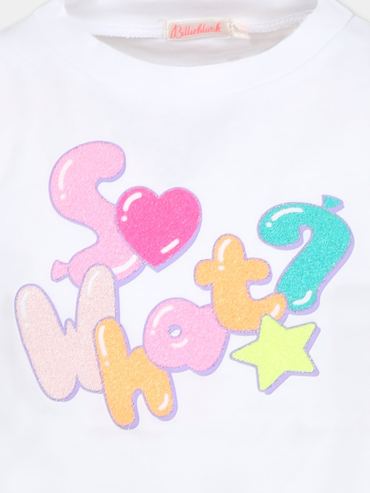 T-shirt bianca per bambina con scritta,Billieblush,U20927 10P