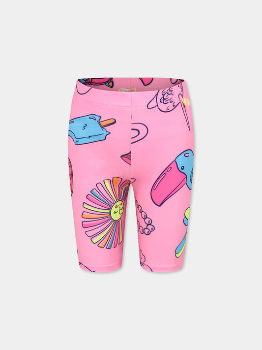 Shorts rosa per bambina con stampa all over,Billieblush,U20903 462