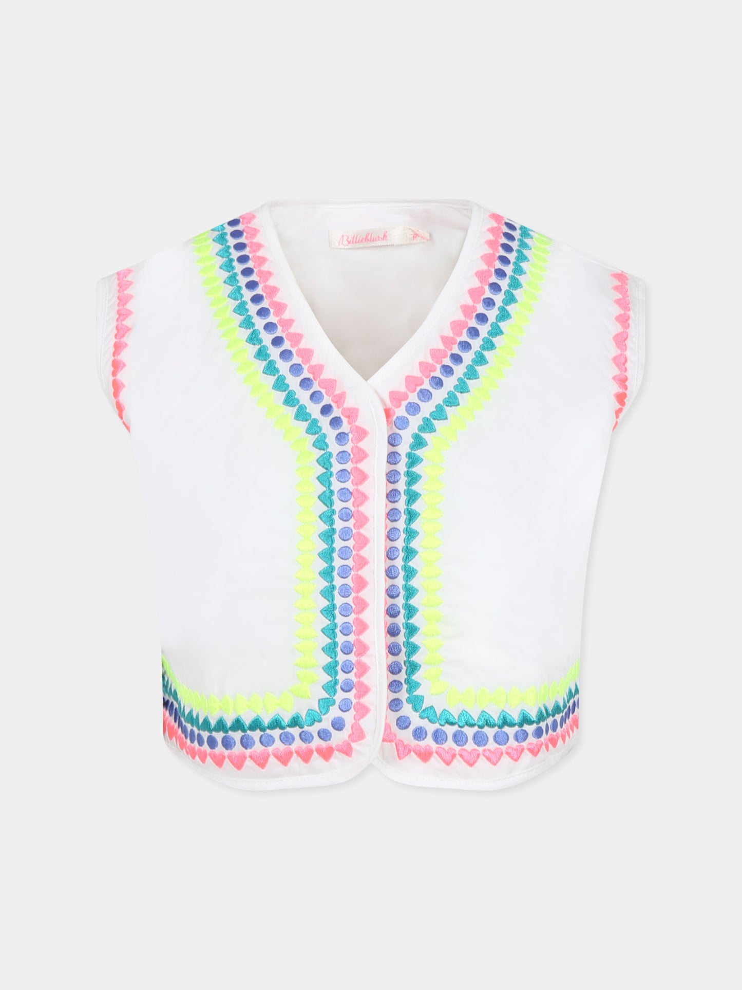 Gilet avorio per bambina con ricami,Billieblush,U20875 121