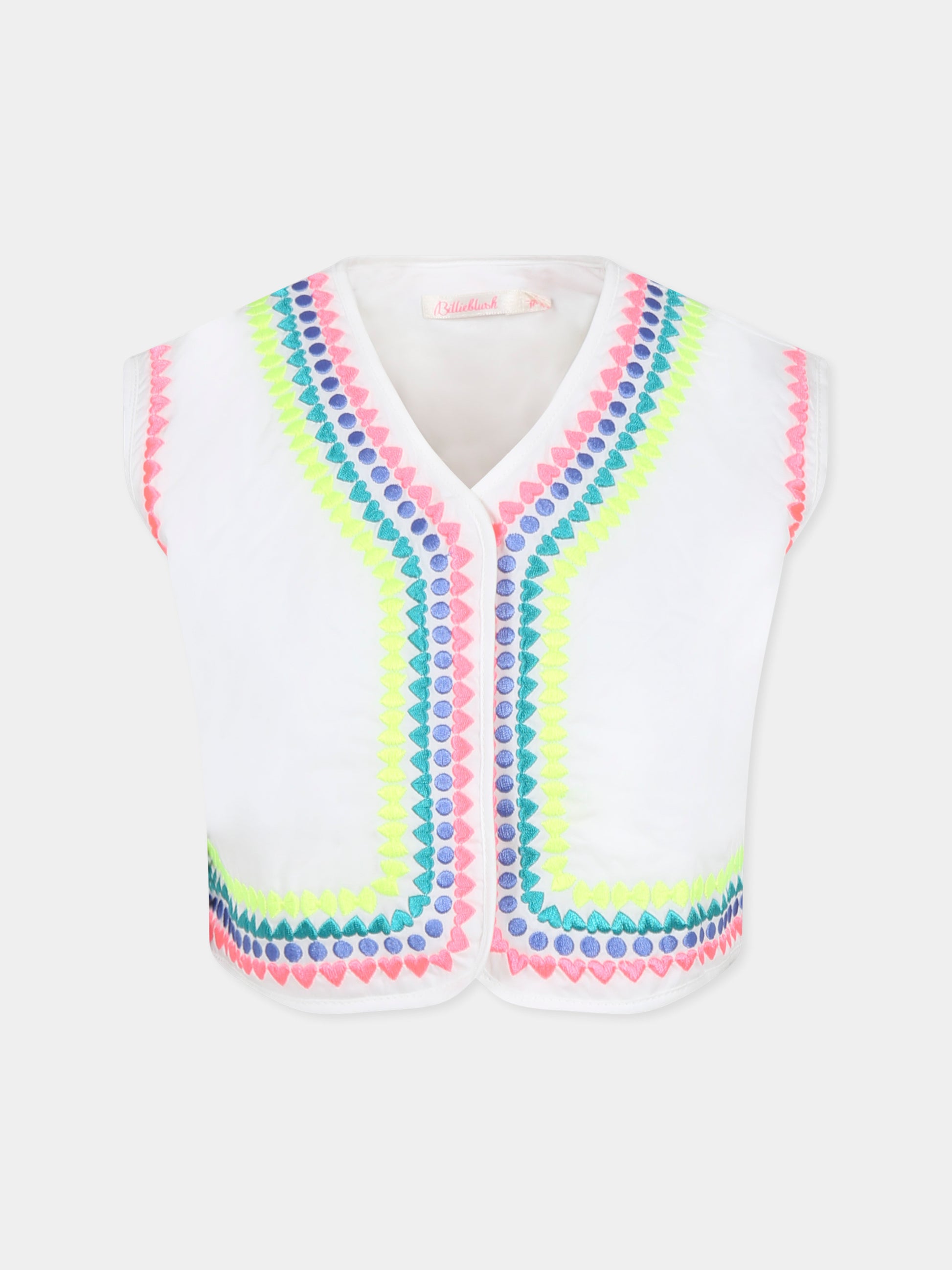Gilet avorio per bambina con ricami,Billieblush,U20875 121