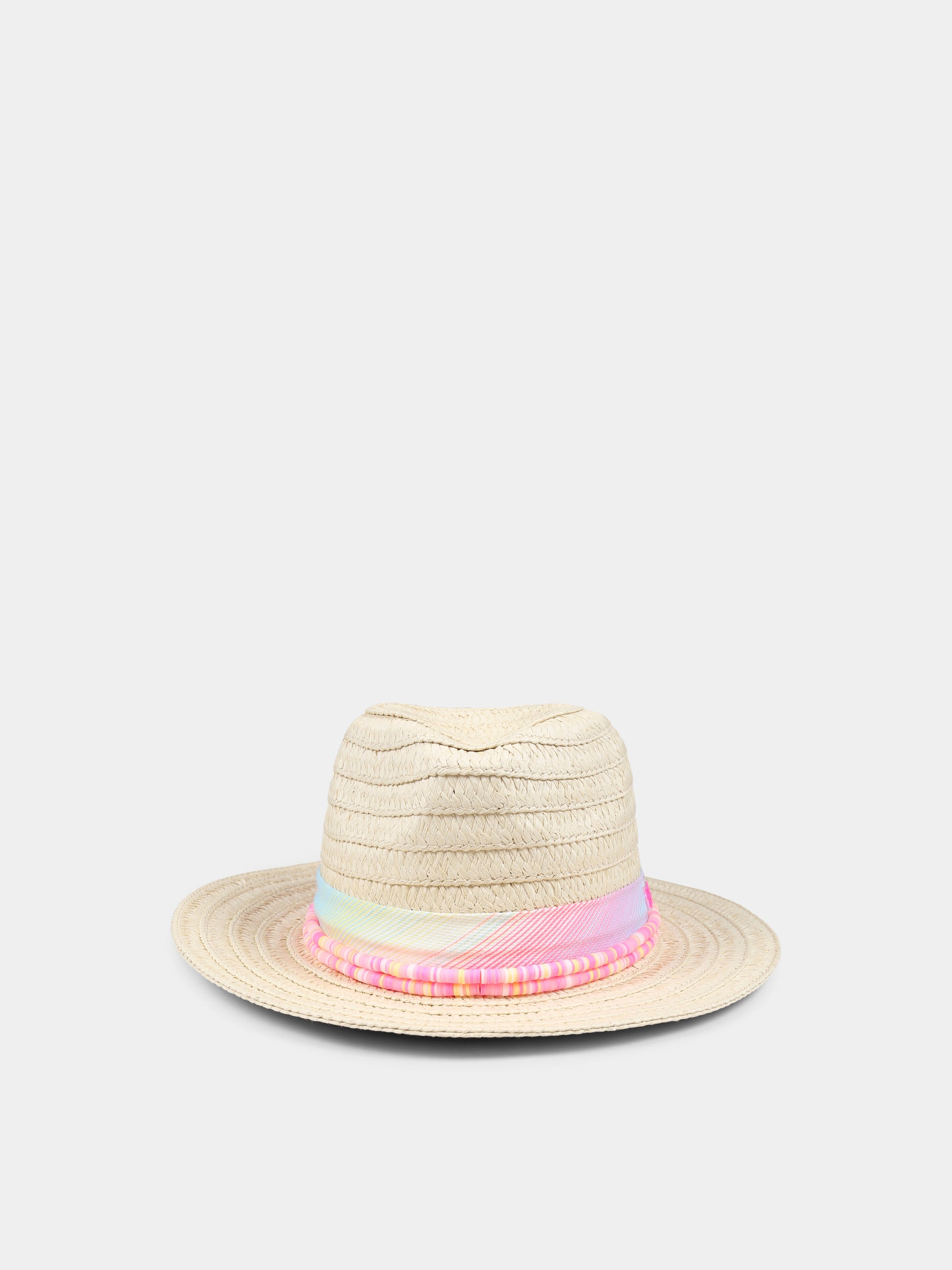 Cappello beige per bambina con logo e perline,Billieblush,U20757 Z41