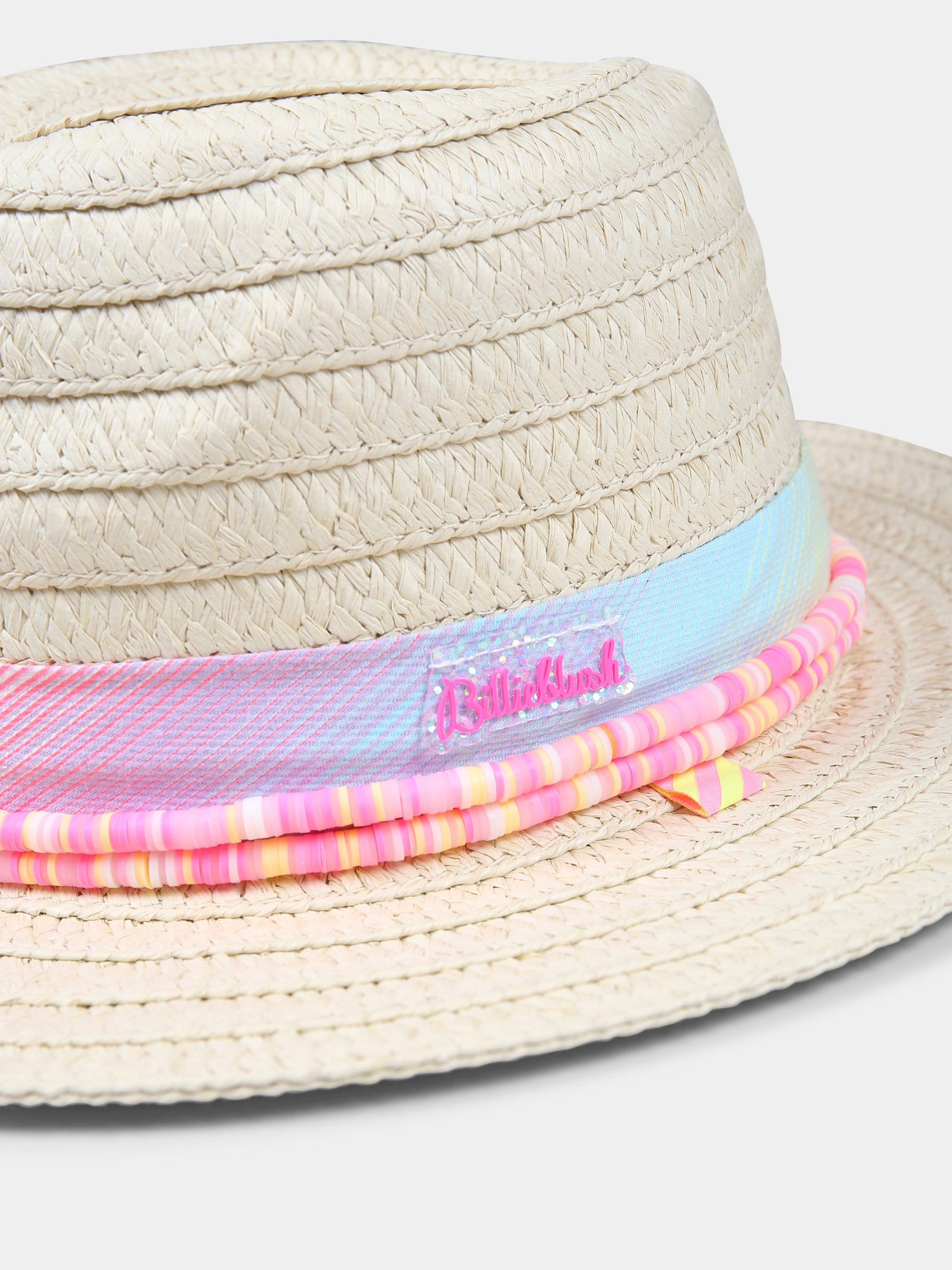 Cappello beige per bambina con logo e perline,Billieblush,U20757 Z41