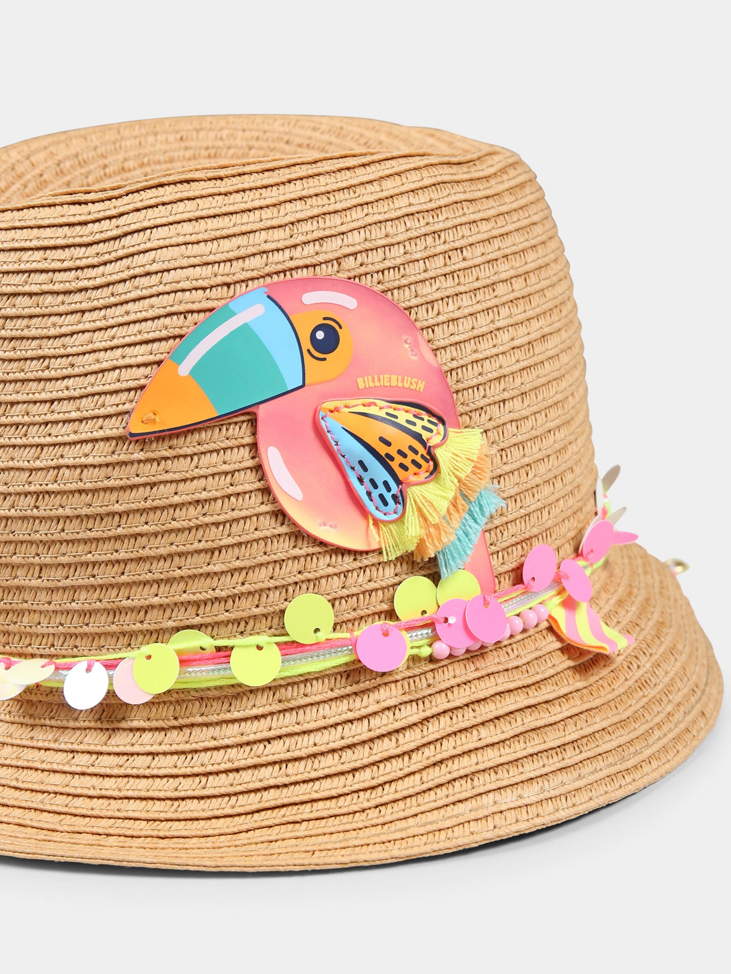 Cappello beige per bambina con pappagallo,Billieblush,U20756 47A