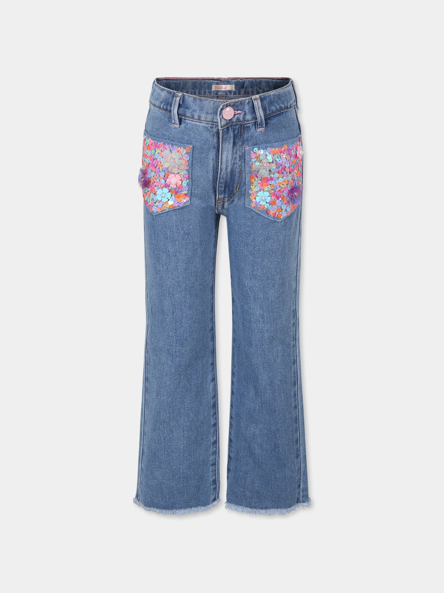 Jeans denim per bambina con paillettes,Billieblush,U20849 Z25