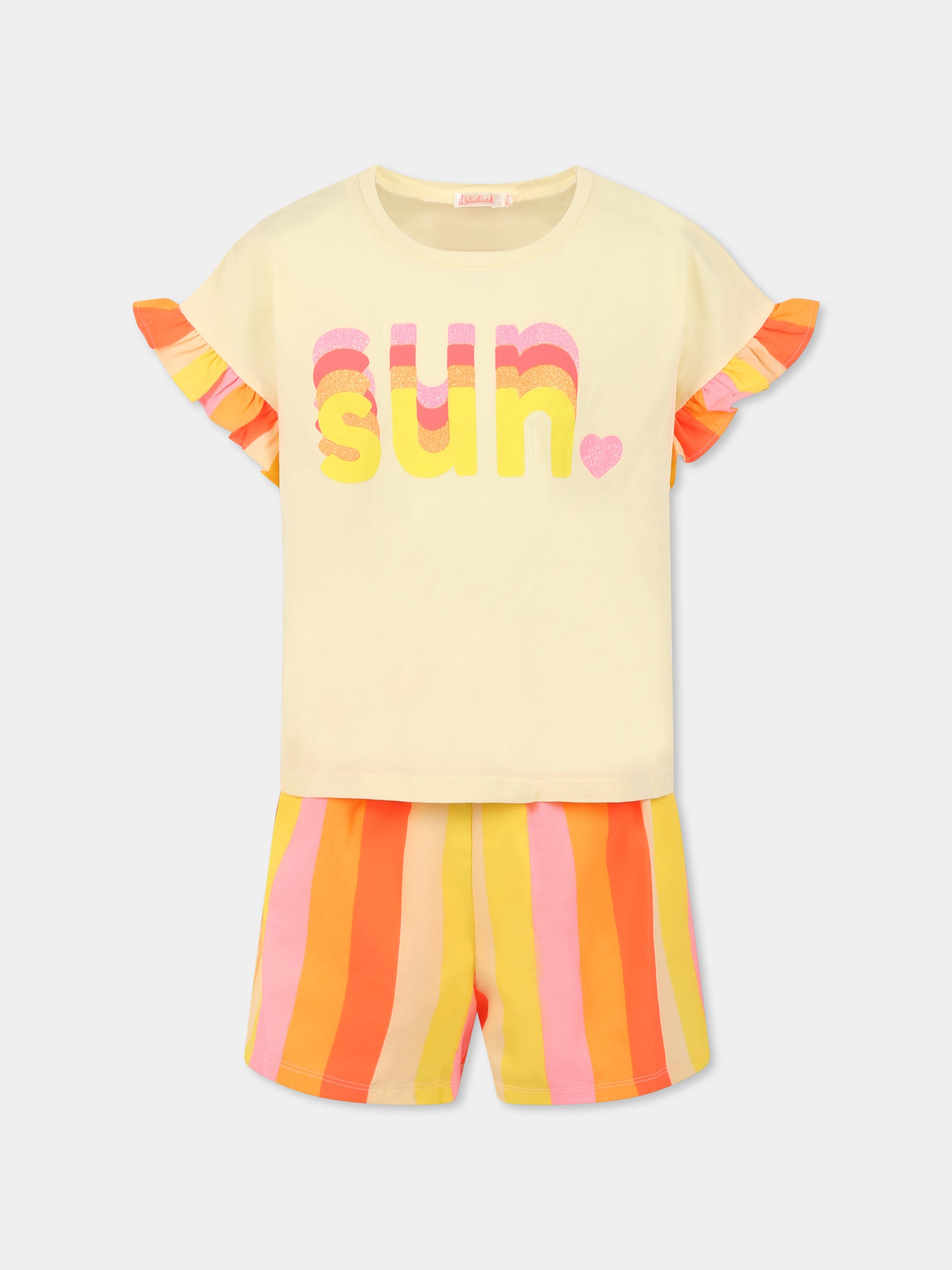 Completo giallo per bambina con scritta,Billieblush,U20912 531