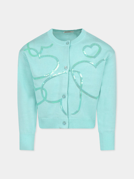 Cardigan verde per bambina con cuori,Billieblush,U20883 74A