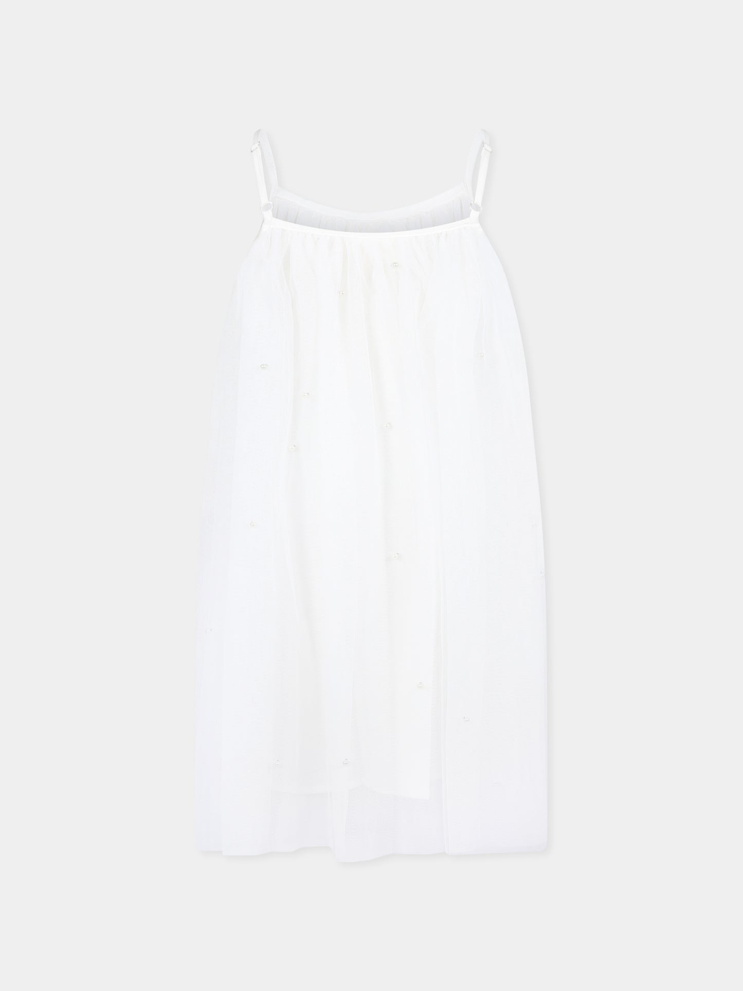 Vestito bianco per bambina con perle,Billieblush,U21131 121