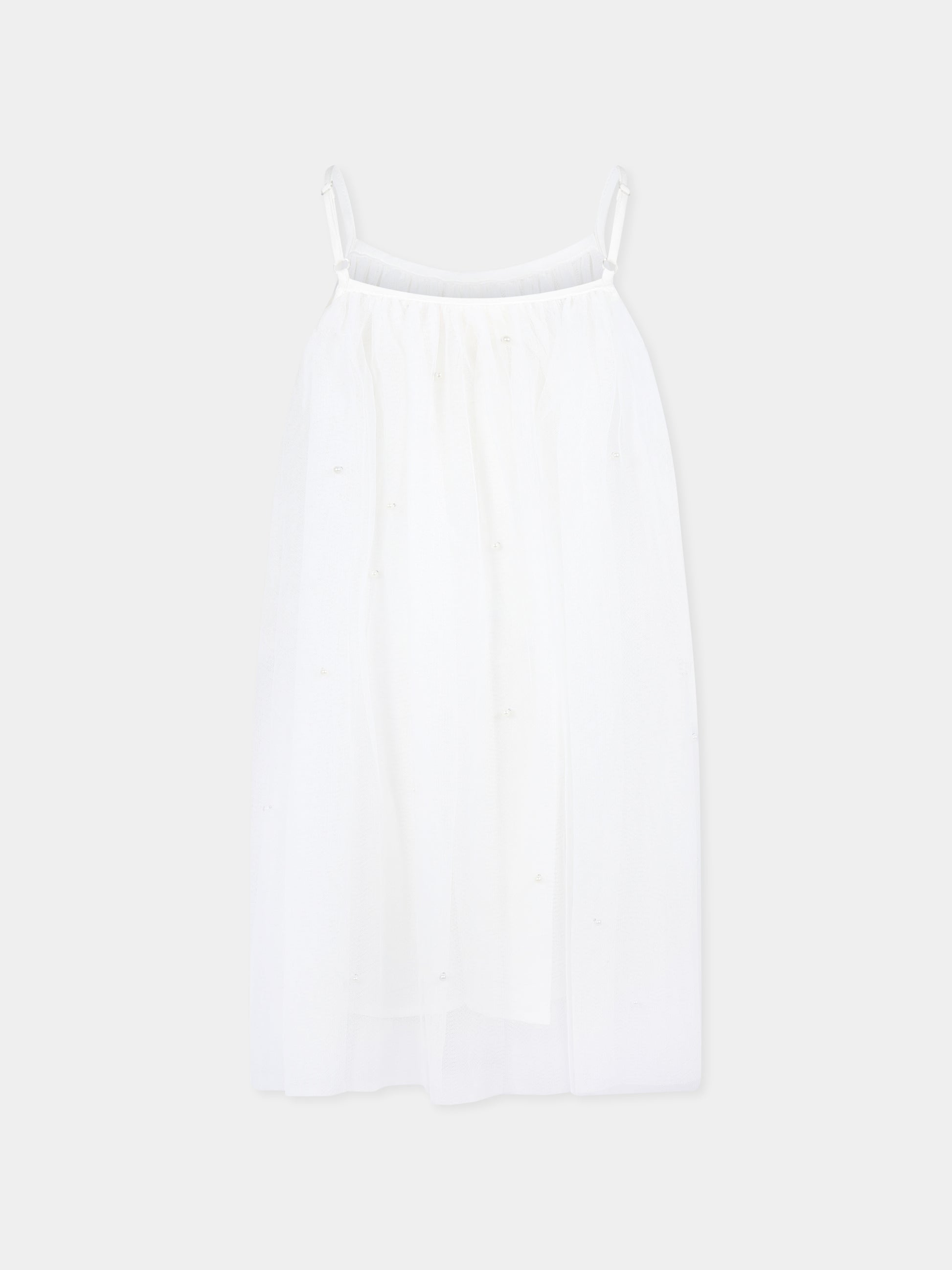 Vestito bianco per bambina con perle,Billieblush,U21131 121