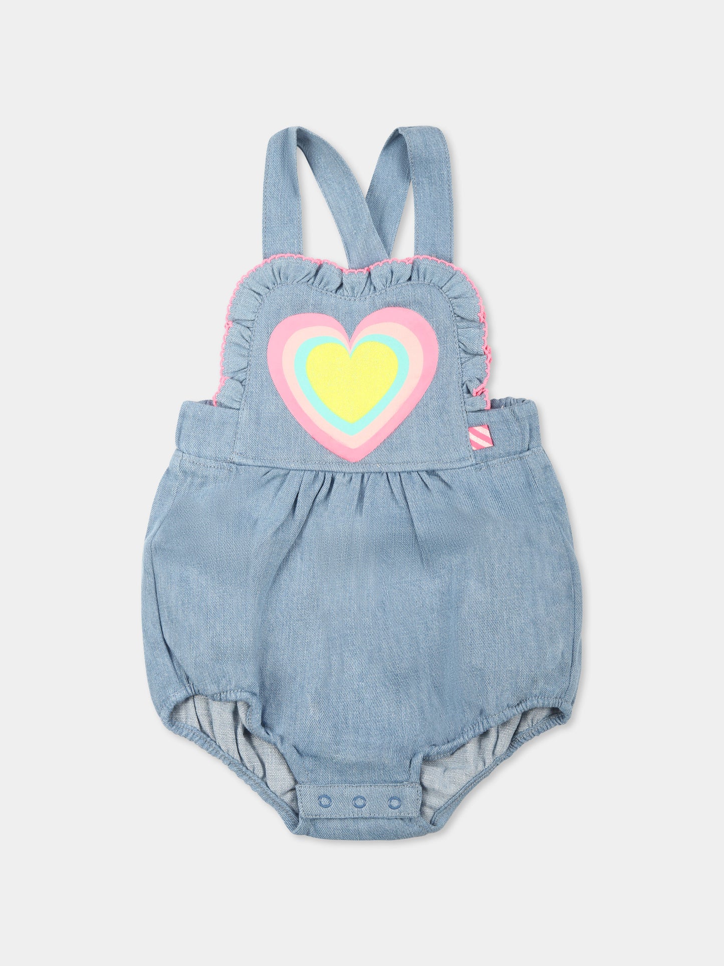 Salopette denim per neonata con cuore,Billieblush,U21005 Z10