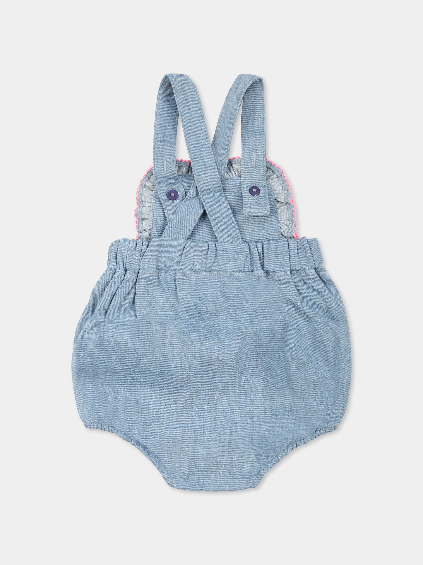 Salopette denim per neonata con cuore,Billieblush,U21005 Z10