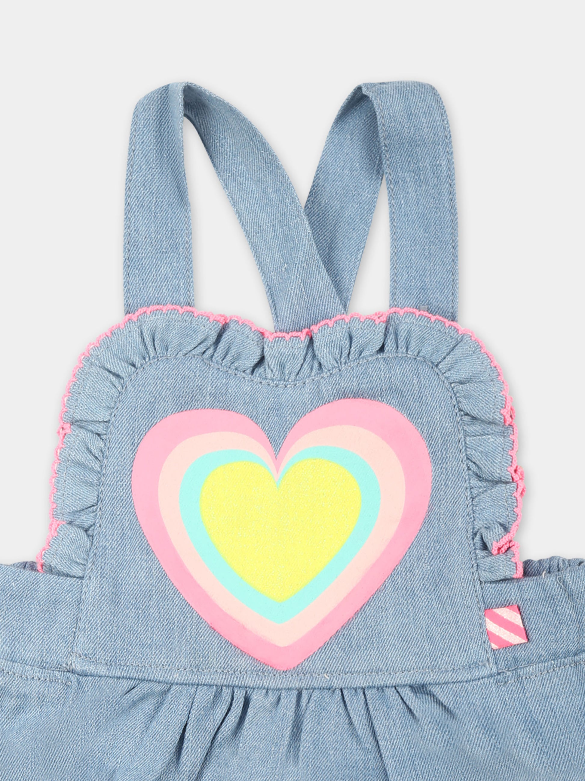 Salopette denim per neonata con cuore,Billieblush,U21005 Z10