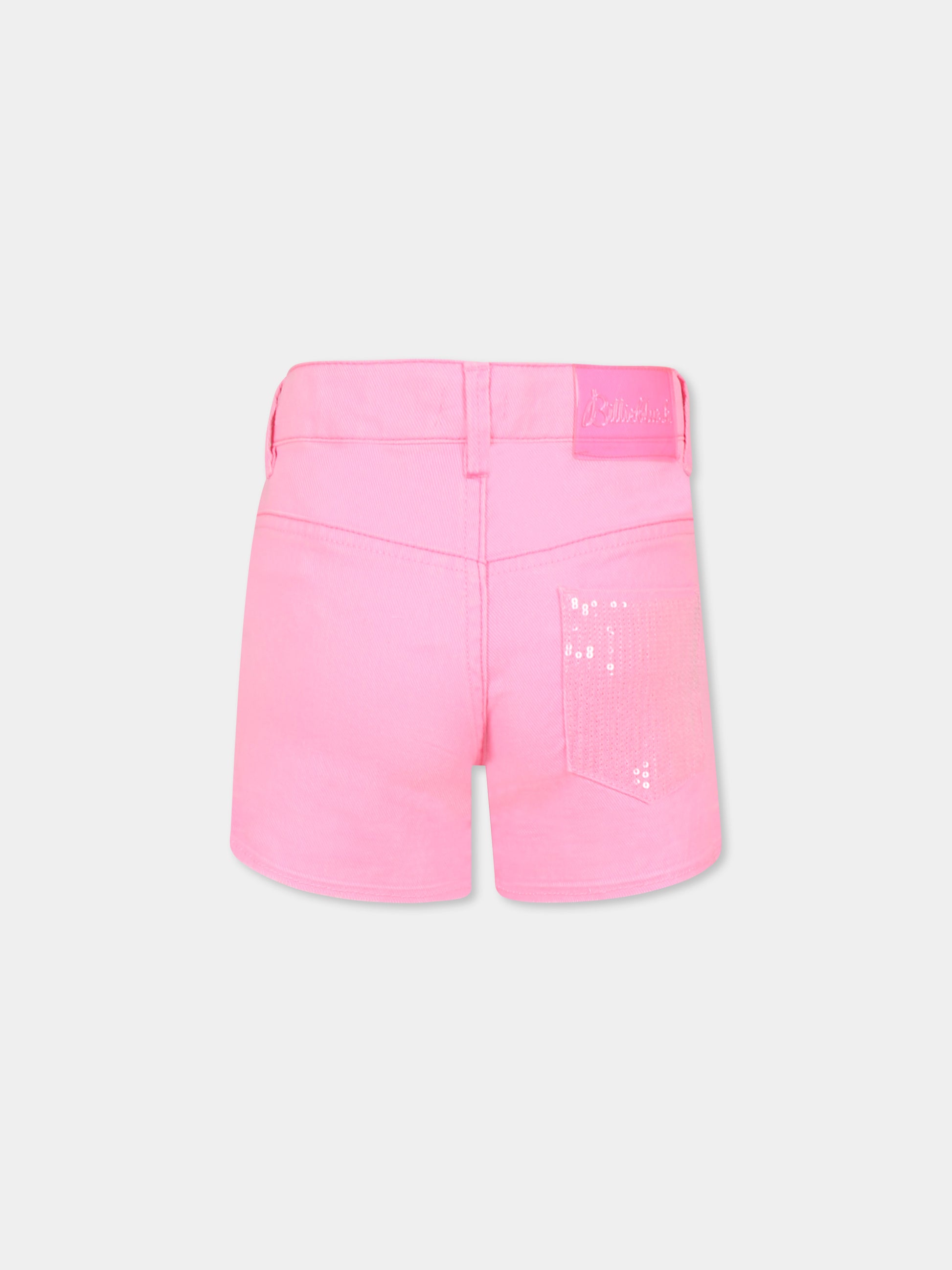 Shorts rosa per bambina con paillettes,Billieblush,U21043 462