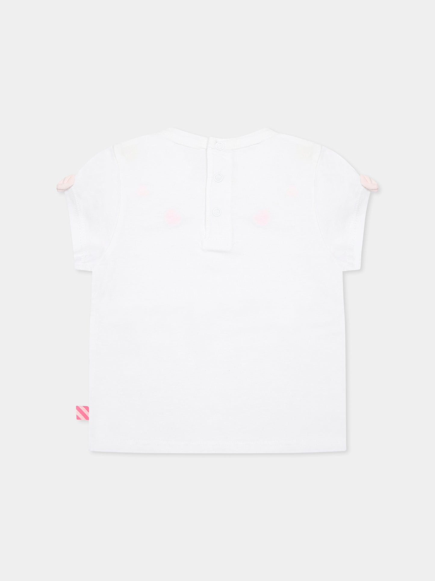 T-shirt bianca per neonata con cuori e fiori,Billieblush,U21105 10P