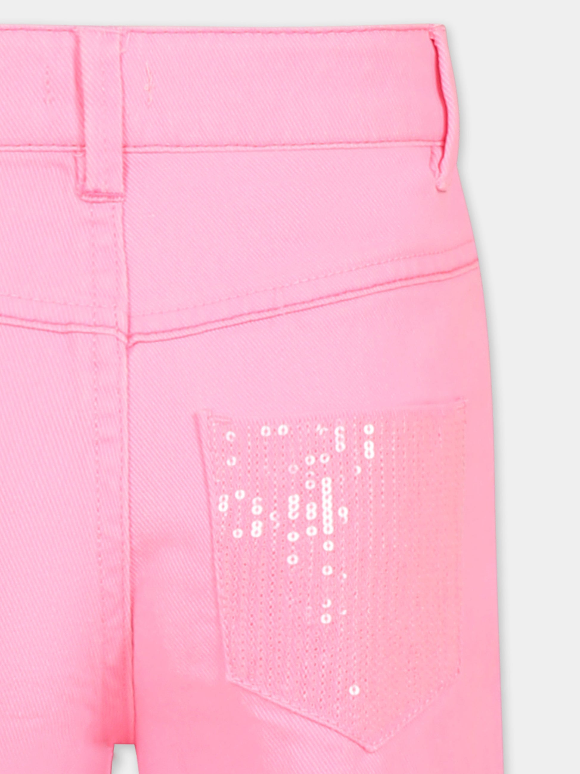 Jeans rosa per bambina con paillettes,Billieblush,U20854 462