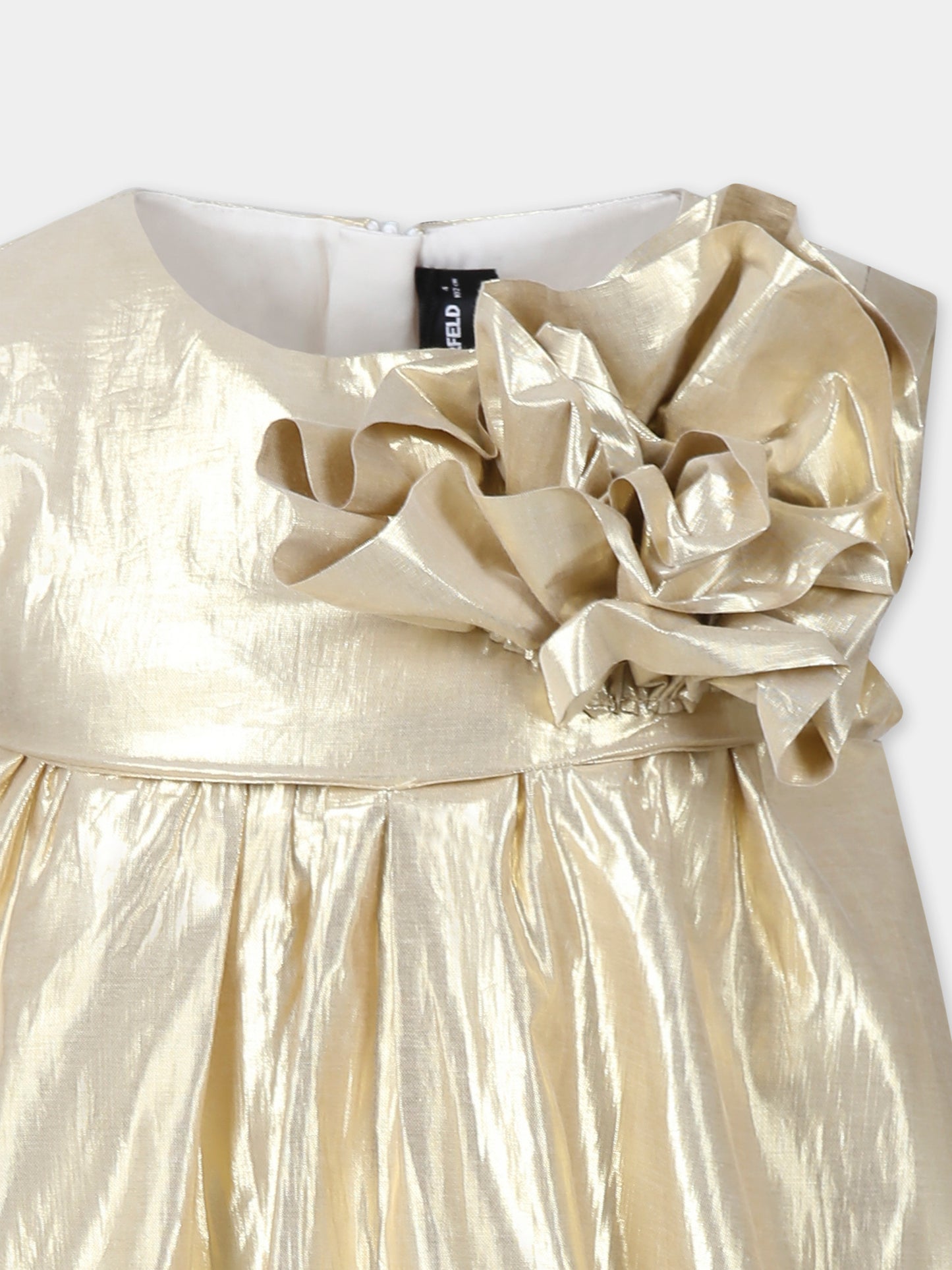 Vestito oro per bambina con fiore,Karl Lagerfeld Kids,Z30474 576