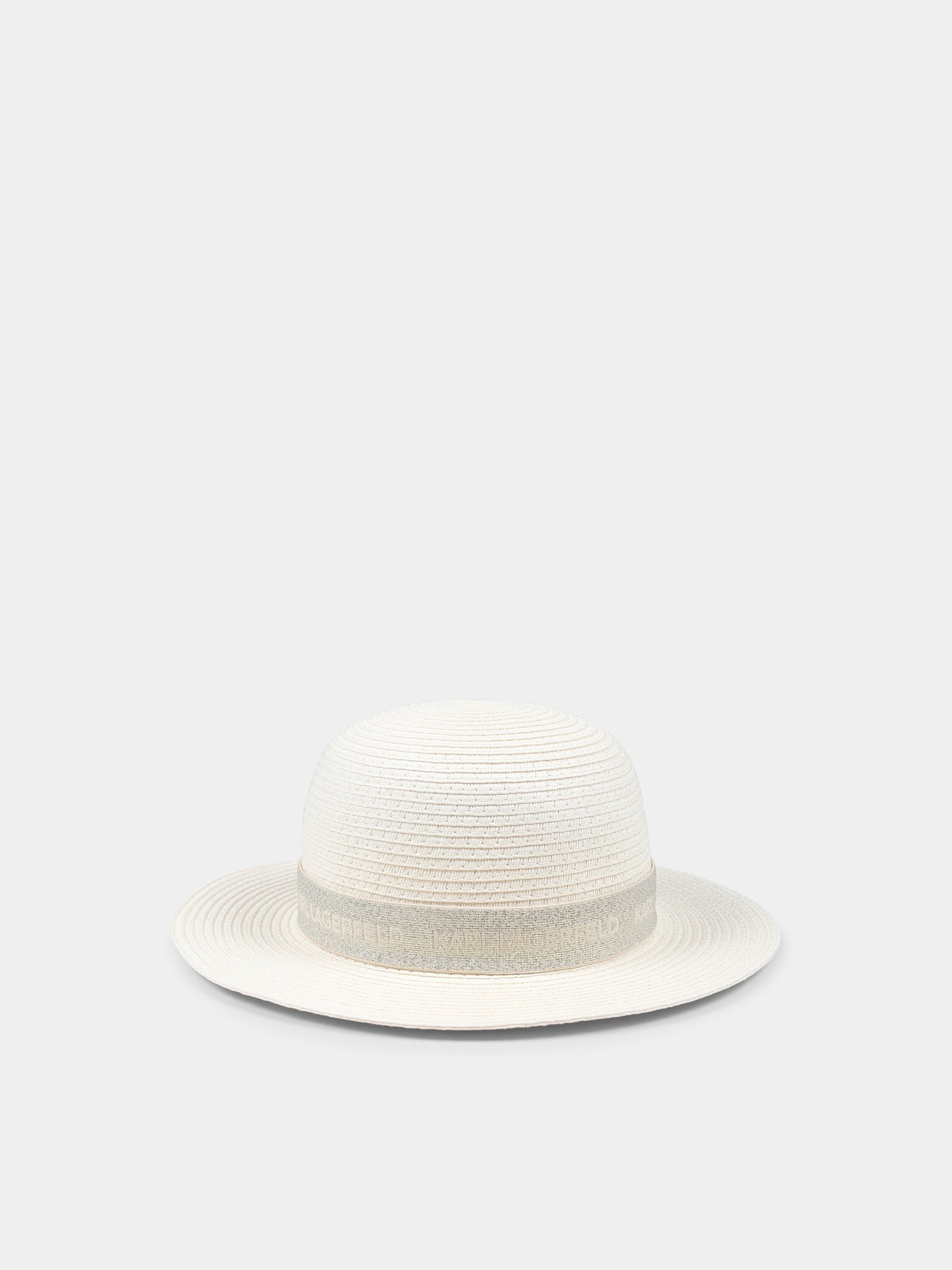 Cappello di paglia beige per bambina con logo,Karl Lagerfeld Kids,Z30391 Z40