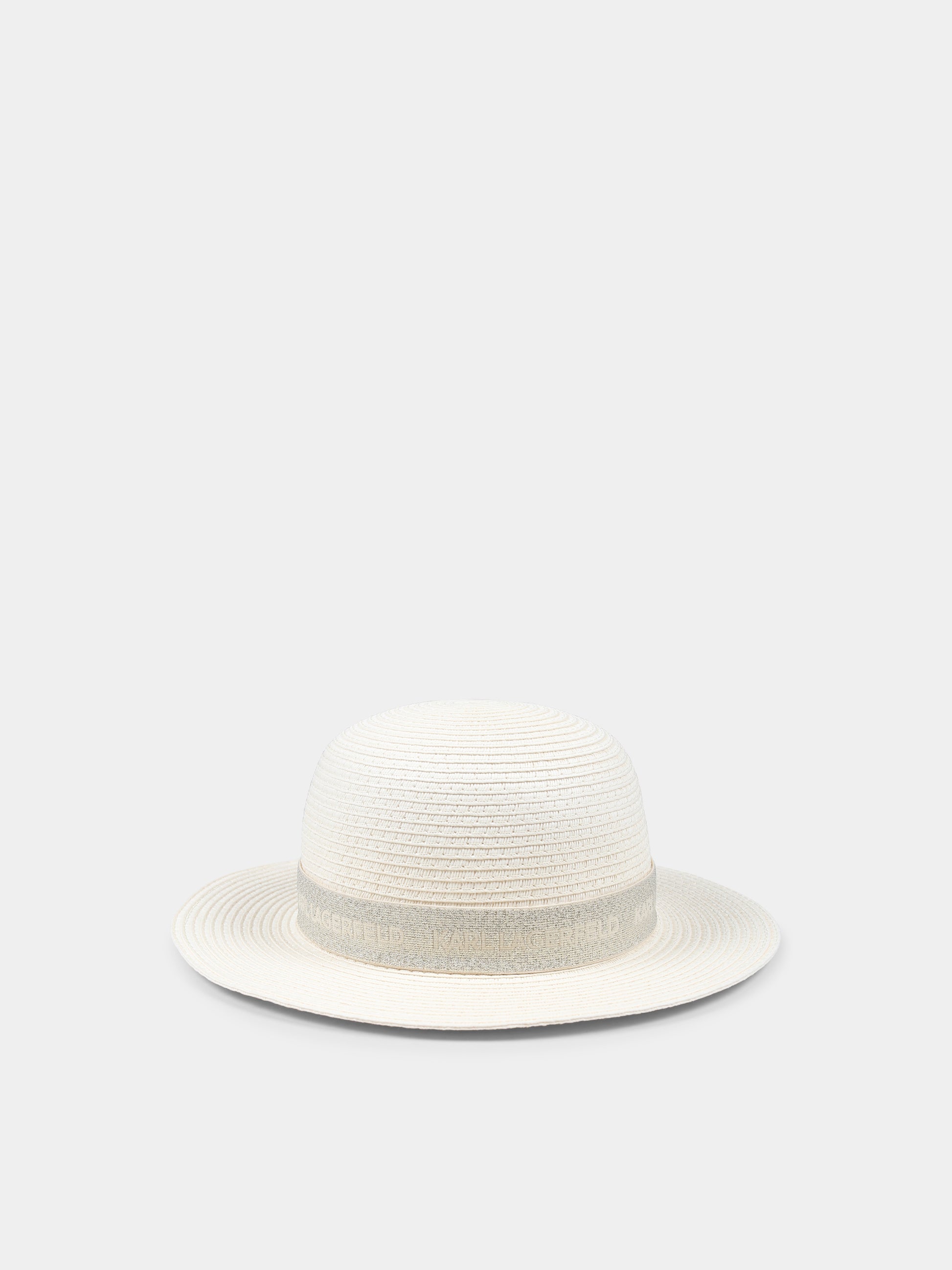 Cappello di paglia beige per bambina con logo,Karl Lagerfeld Kids,Z30391 Z40