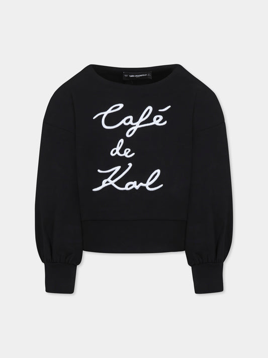 Felpa nera per bambina con logo,Karl Lagerfeld Kids,Z30473 09B