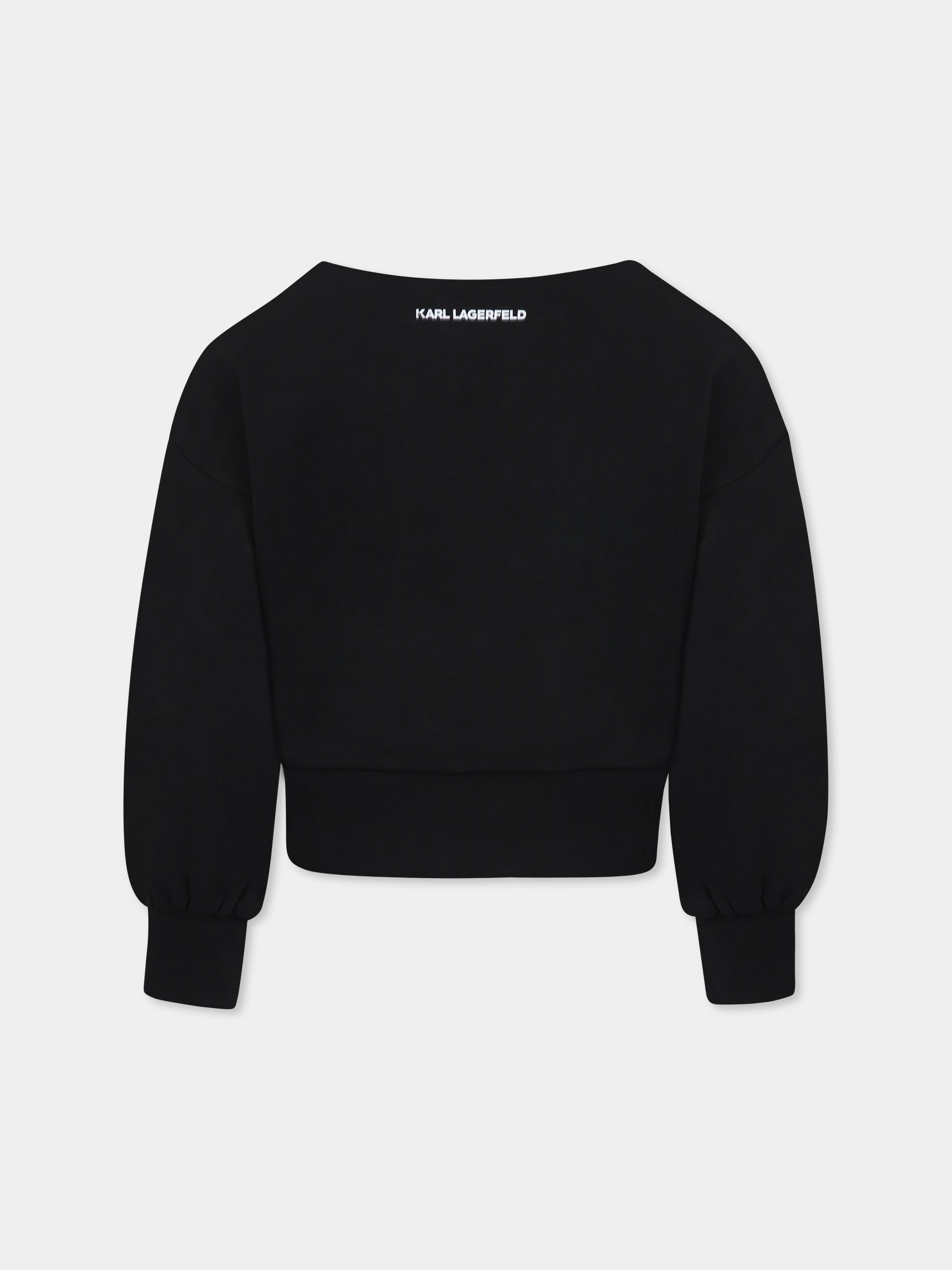 Felpa nera per bambina con logo,Karl Lagerfeld Kids,Z30473 09B