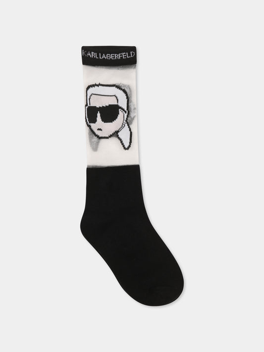 Calzini neri per bambina con Karl Lagerfeld,Karl Lagerfeld Kids,Z30545 09B