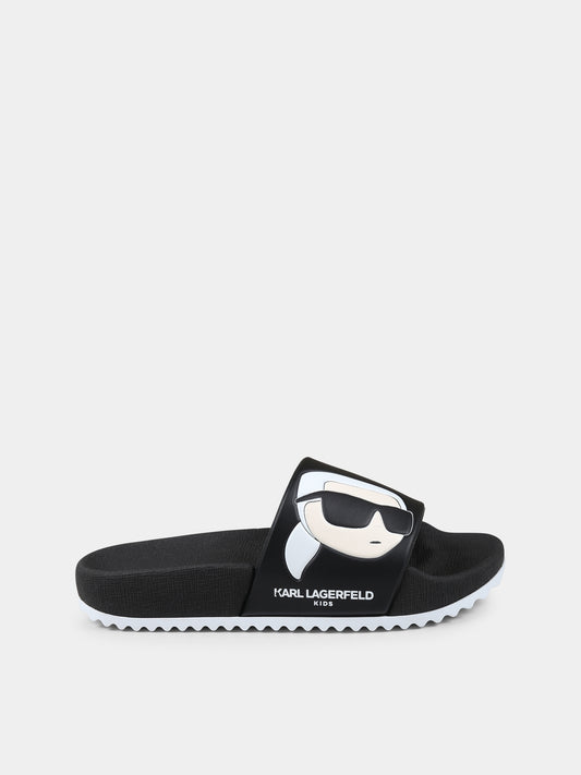 Ciabatte nere per bambini con Karl Lagerfeld,Karl Lagerfeld Kids,Z30379 09B