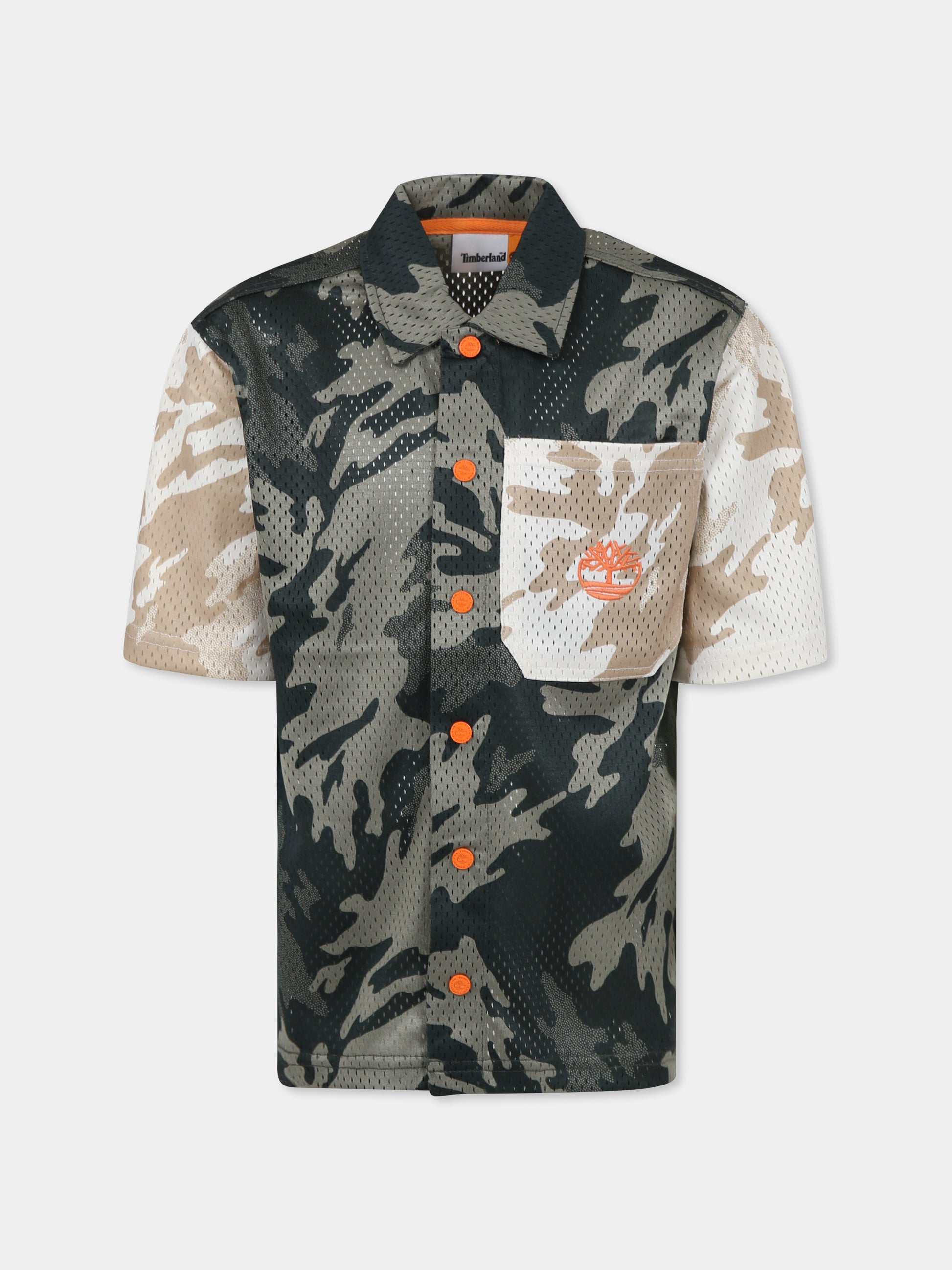 Camicia verde per bambino con albero,Timberland,T60441 72A