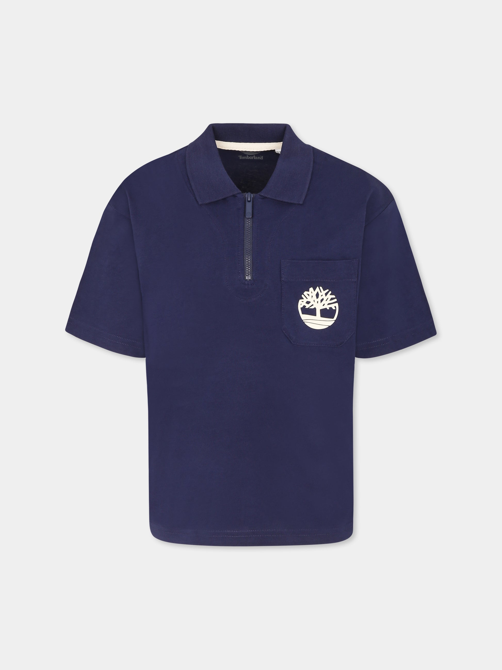 Polo blu per bambino con albero,Timberland,T60440 84N