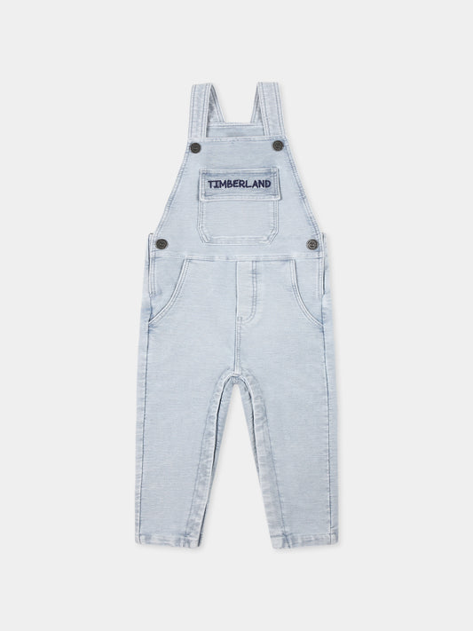 Salopette denim per neonato con logo,Timberland,T60395 Z18