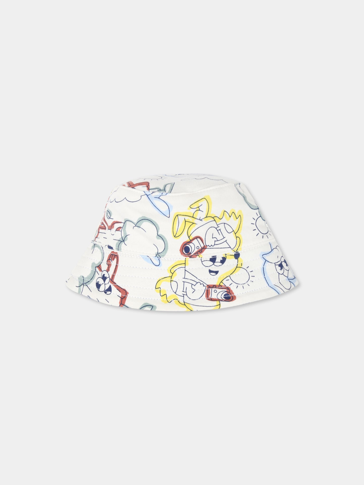 Reversible blue cloche for baby boy with logo